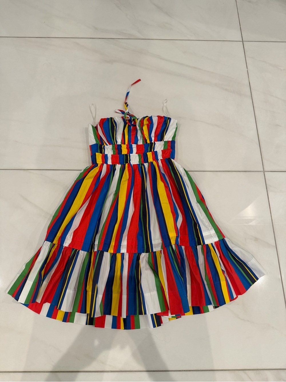 Anthropologie Multicolor Striped Sundress - Red, Blue, Yellow, Green, White